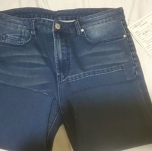 Blue Knit Denim Slim Fit Jeans
